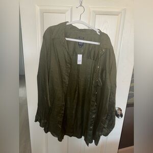 GAP Boyfriend Shirt- Women’s XL Olive Green Button-Up Shirt